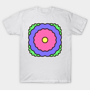 Geometric pink blue flowers T-Shirt